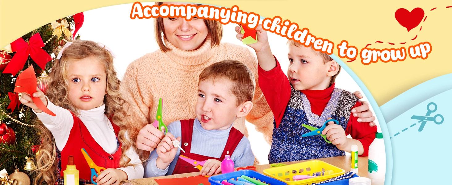 Toddler Safety Scissors, 4 PCS Blunt Tip Scissor Preschool Training for Kids & Children, Anti-Pinch Design, Child Hand Eye Coordination Development, Playdough Tools Scrapbooking Supplies