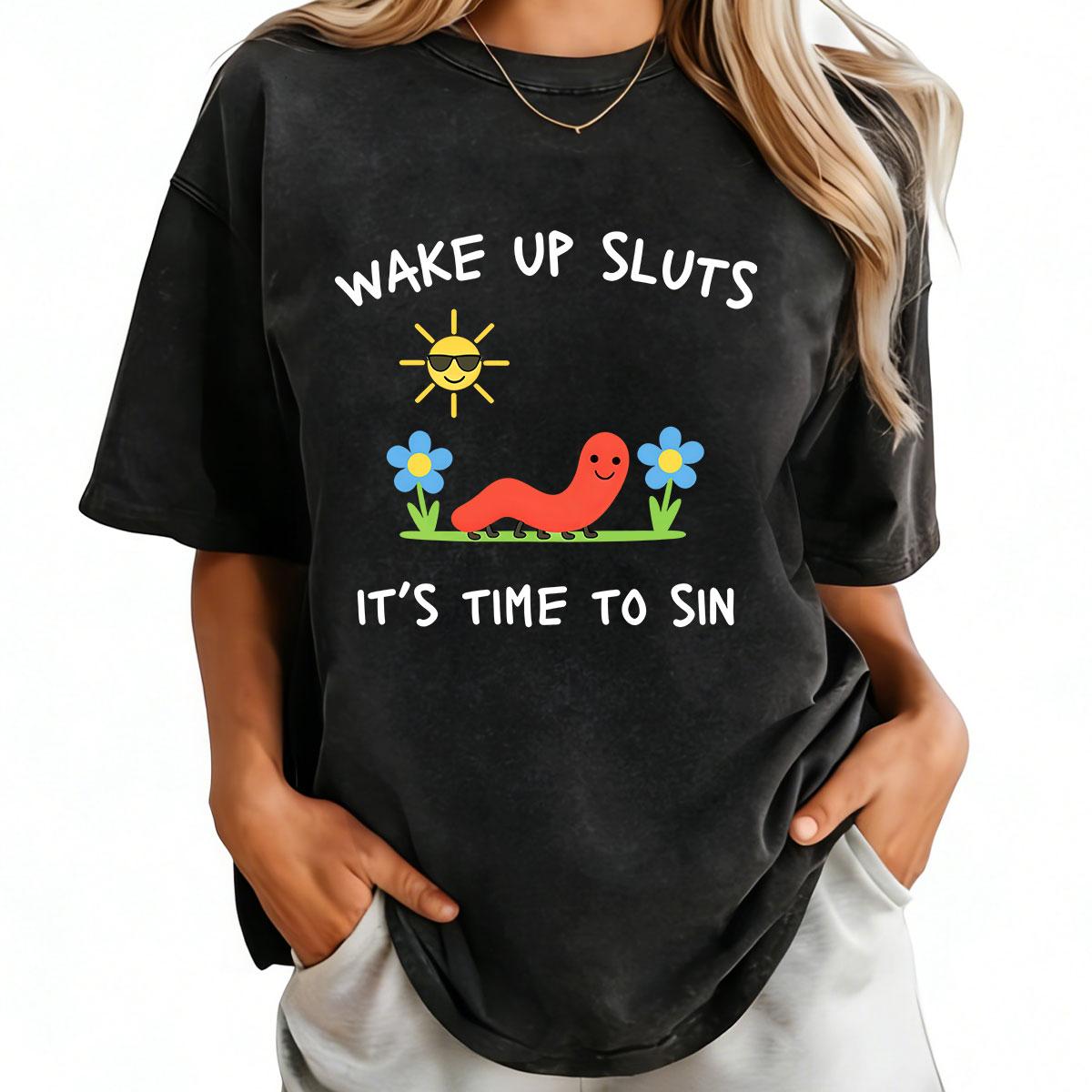 Wake Up Slts T-Shirt Funny Animal Meme Graphic Tee Sarcastic Cursed Unhinged Humor Top Made In USA For Women For Men [ZinniaZip cotton t-shirt/sweatshirt/hoodie, soft and comfortable]