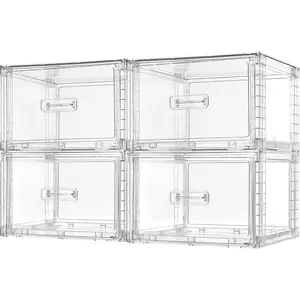4 Pack 18QT Clear Stackable Storage Drawers,Easily Assemble Closet Organizers,Plastic Storage Bins for Bathroom,Cabinet,Kitchen Pantry,Under Sink Organization(Medium)