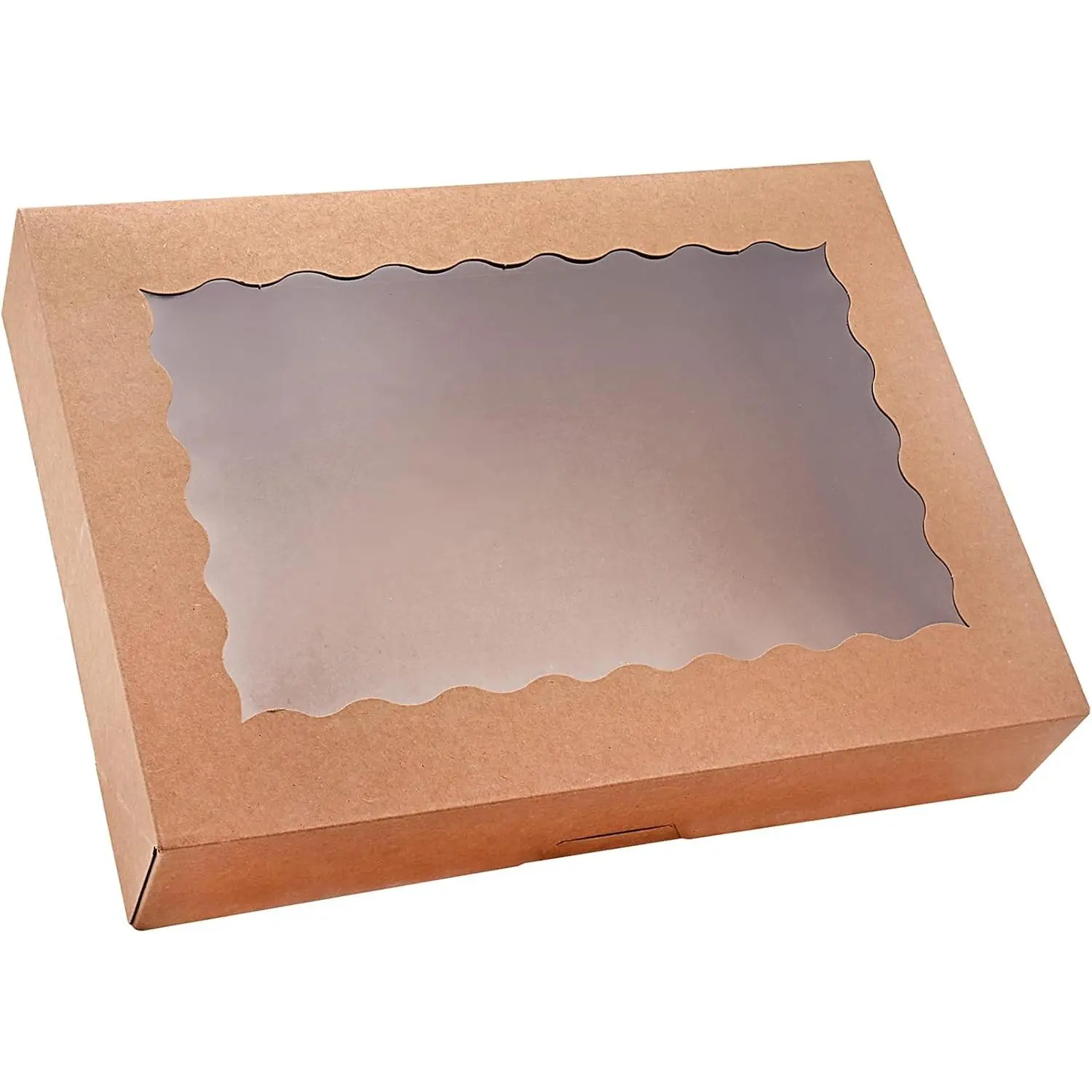 20-Pack Bakery Boxes with Window, 12" x 8" x 2.5" Cookie Boxes,  Boxes, Large Donut Boxes for Muffins and Pastries (Brown)