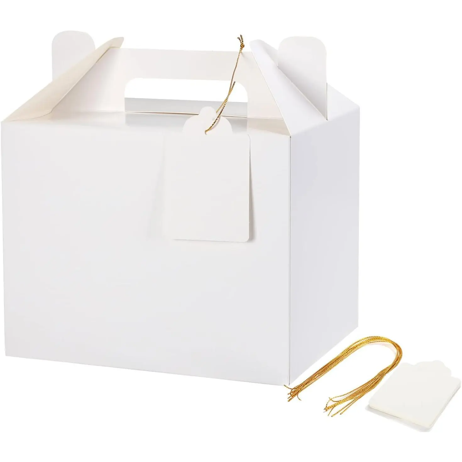 12 Pack White  Boxes, Party Favor Boxes Gable Boxes  Boxes for ' Birthday Party, Wedding,  Shower, with Tag 7 x 5.5 x 5.5 Inches