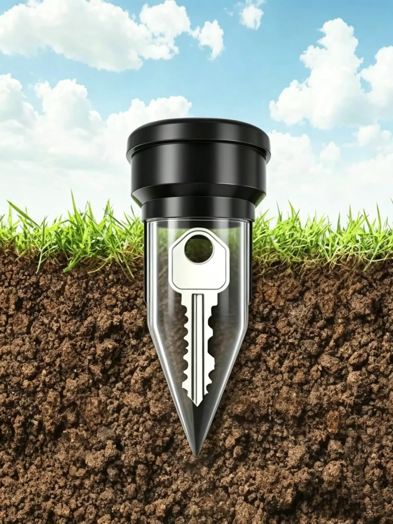 Realistic Key Hider for Outdoor Garden, Waterproof Key Box, Garden Key Holder for Lawn & Yard Security, Easy Insertion Underground Durable Storage Solution