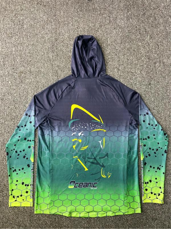 Kyn Apparel Fishing Hoodie Long Sleeve Jersey Sailing UPF 50+ UV Resistant Running Fishing Wear Green Breathable Team Customized Fish Shirt