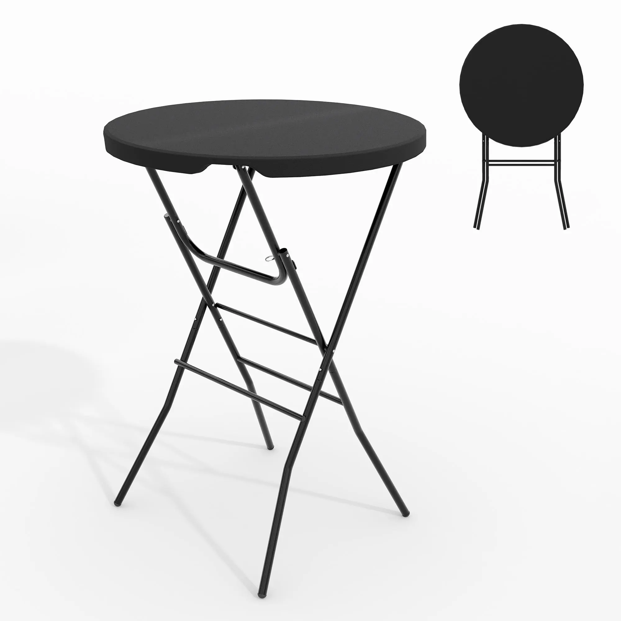 Sturdy Folding Round Bar Table – 32" HDPE High Top Bistro Table with Metal Frame & Locking Legs – Portable for Indoor/Outdoor Patio, Events – Easy to Clean – Commercial Grade
