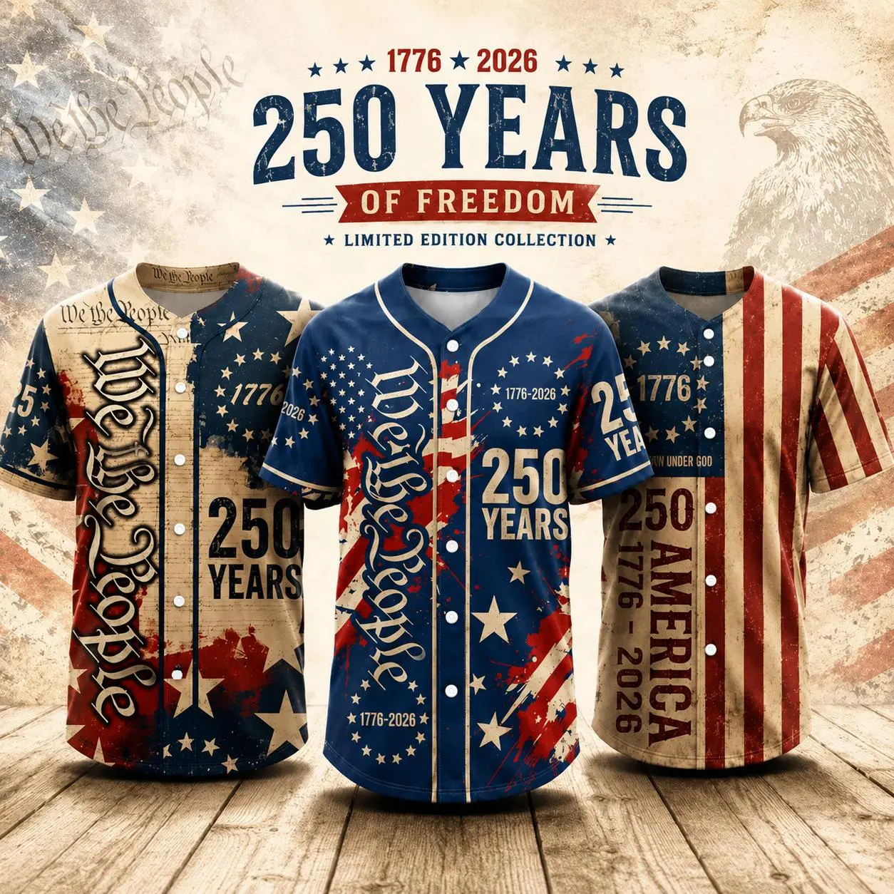 Delivered after July 4th-🗽USA 250th Anniversary Baseball Jersey, Patriotic Statue of Liberty Print Shirt, USA 1776–2026 Shirt, Fourth of July Gift for Him
