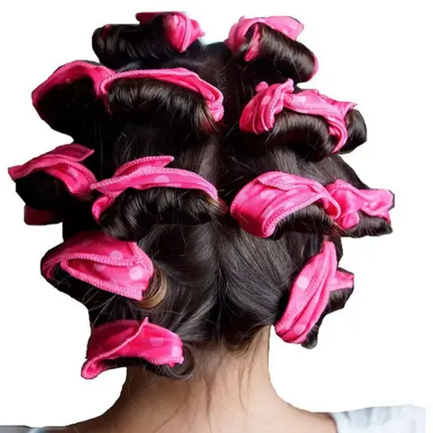 12Pcs polka dot hair roller set, Heatless hair rollers, lazy heatless sponge sleep curlers. Soft sponge material comfortable for sleeping, no heat and no hair damage. Create natural curly styles easily, perfect for daily sleep and hair styling.