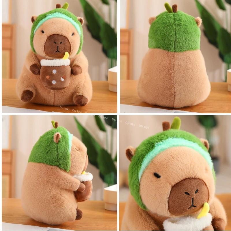 Capybara Plush Toy Simulation Capibara Unicorn Dinosaur Dress Boba Bread Fruit Food Decor Birds Bubble