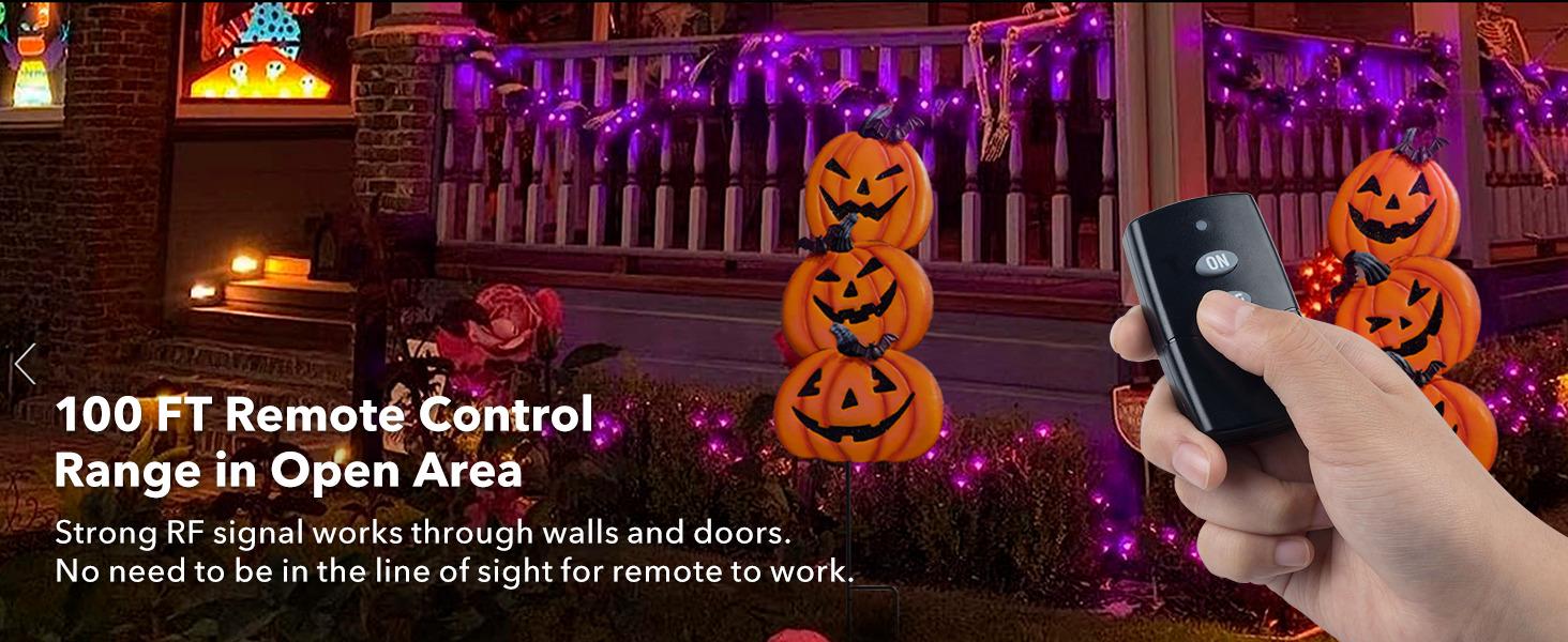 Outdoor Wireless Remote Control Outlet Plug, Weatherproof Heavy Duty Power Strip, Indoor Electrical Plugs For Light Switch, 6-inch Cord, 100ft Range, ETL Listed(15A, Dual 3-Prong Outlets)