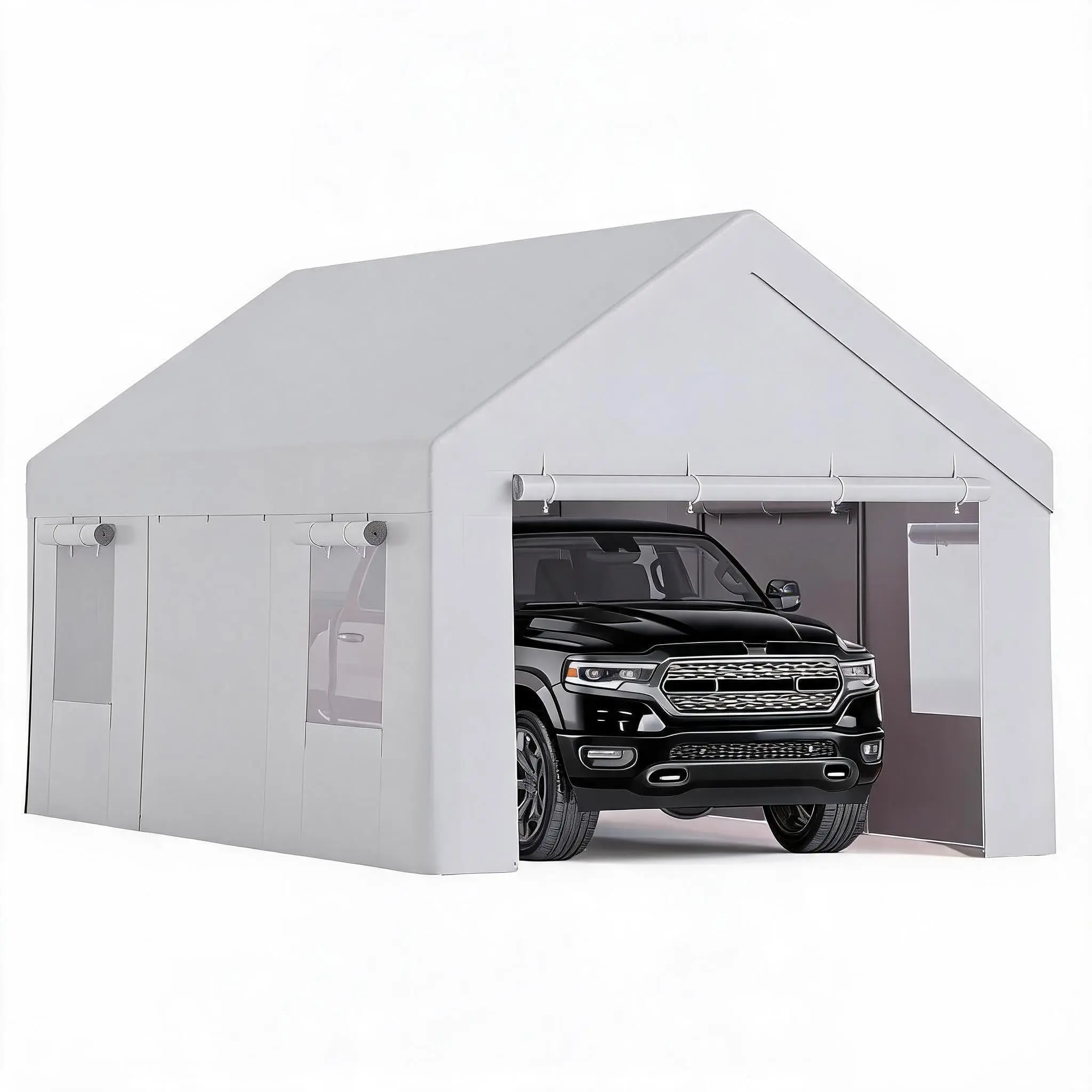 13x25FT Heavy Duty Carport with Roll-Up Windows & Doors – Portable Garage Shelter for Cars, Trucks, SUVs & Boats