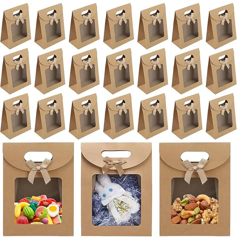 24 Pack Brown Kraft Gift Bags – 16×12×6 cm paper bags with handles. Durable eco-friendly packaging for party favors, treats, cookies, gifts and small items. Ideal for events, retail use, holidays and DIY gift wrapping solutions.