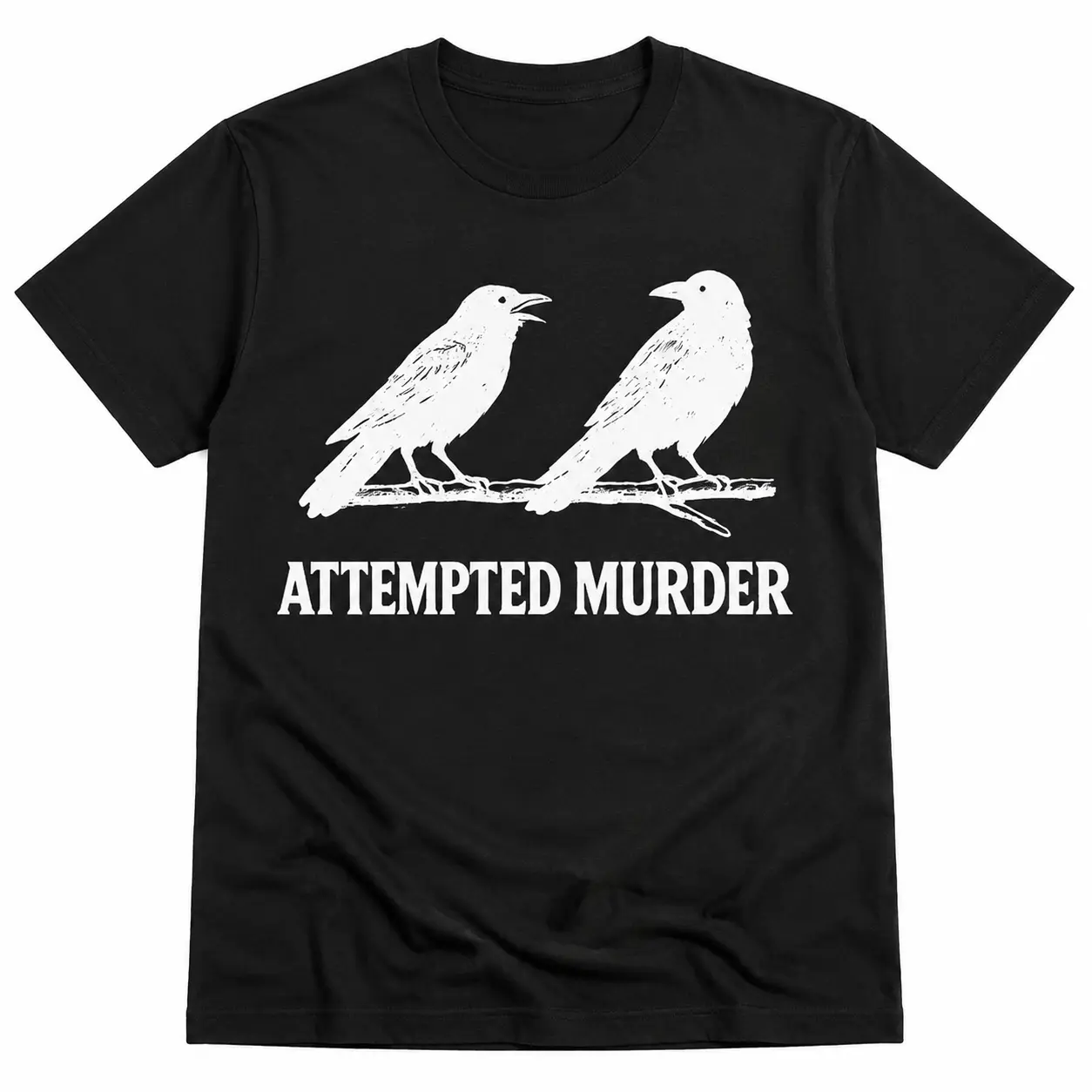 Relaxed Unisex Crow Graphic T-Shirt - Funny Bird Pun, All-Season Wear, Skin-Friendly Sports Top for Cold Wash Only (Sports & Outdoor Clothing)