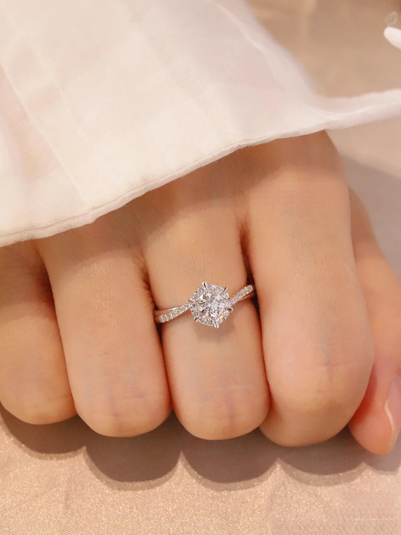 S925 Sterling Silver Synthetic Moissanite Design Ring, Luxury Engagement Ring, Engagement Wedding Rings, Perfect Holiday Gift for Women