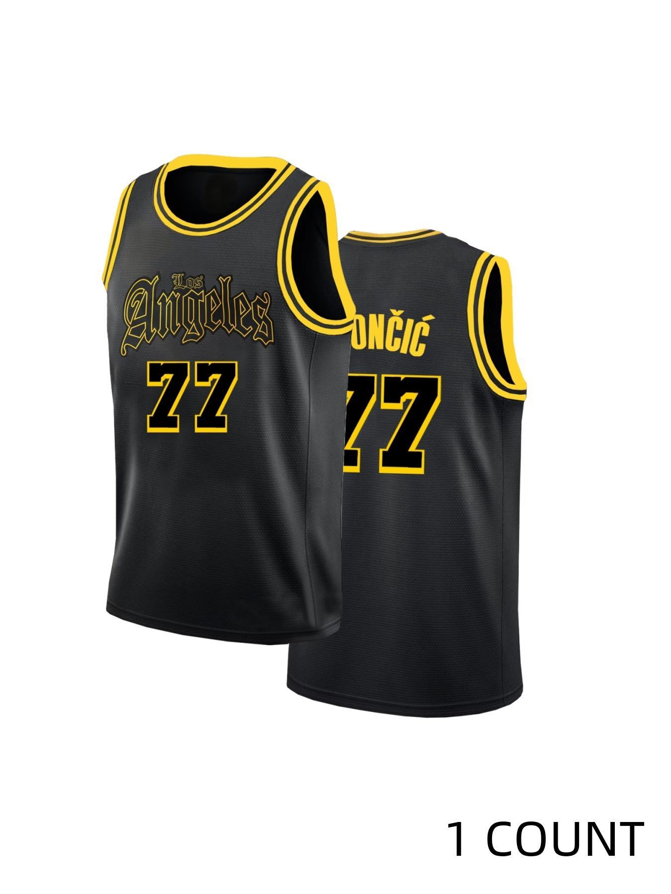 Men's Letter & Number Embroidery Basketball Jersey, Loose Casual Breathable Basketball Sleeveless T-shirt, Men's Sportswear for Training & Leisure Wear, Jersey Top