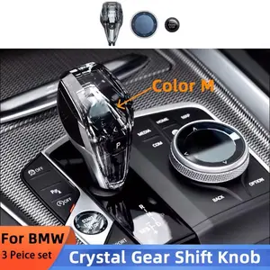 3 Piece Set Crystal Gear Shift Knob Lever Stick Handle for BMW 3 5 6 7 series x3 x5 x6 f30 g15 f01 g20 g05 g21 g28 g30 g31 g38