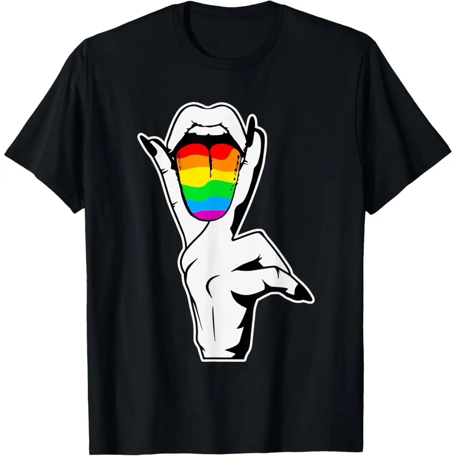Funny Masc Lesbian Pride T Shirt, Tongue Rainbow LGBTQ Ally Graphic Tee, Gay Pride Shirt, Funny Summer Casual Unisex Tee, 100% Cotton, Ships from USA