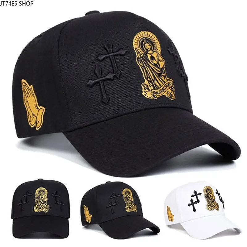 Printed Cross Baseball Cap for Men & Women, Trendy Versatile Sun Protection Couple Hat