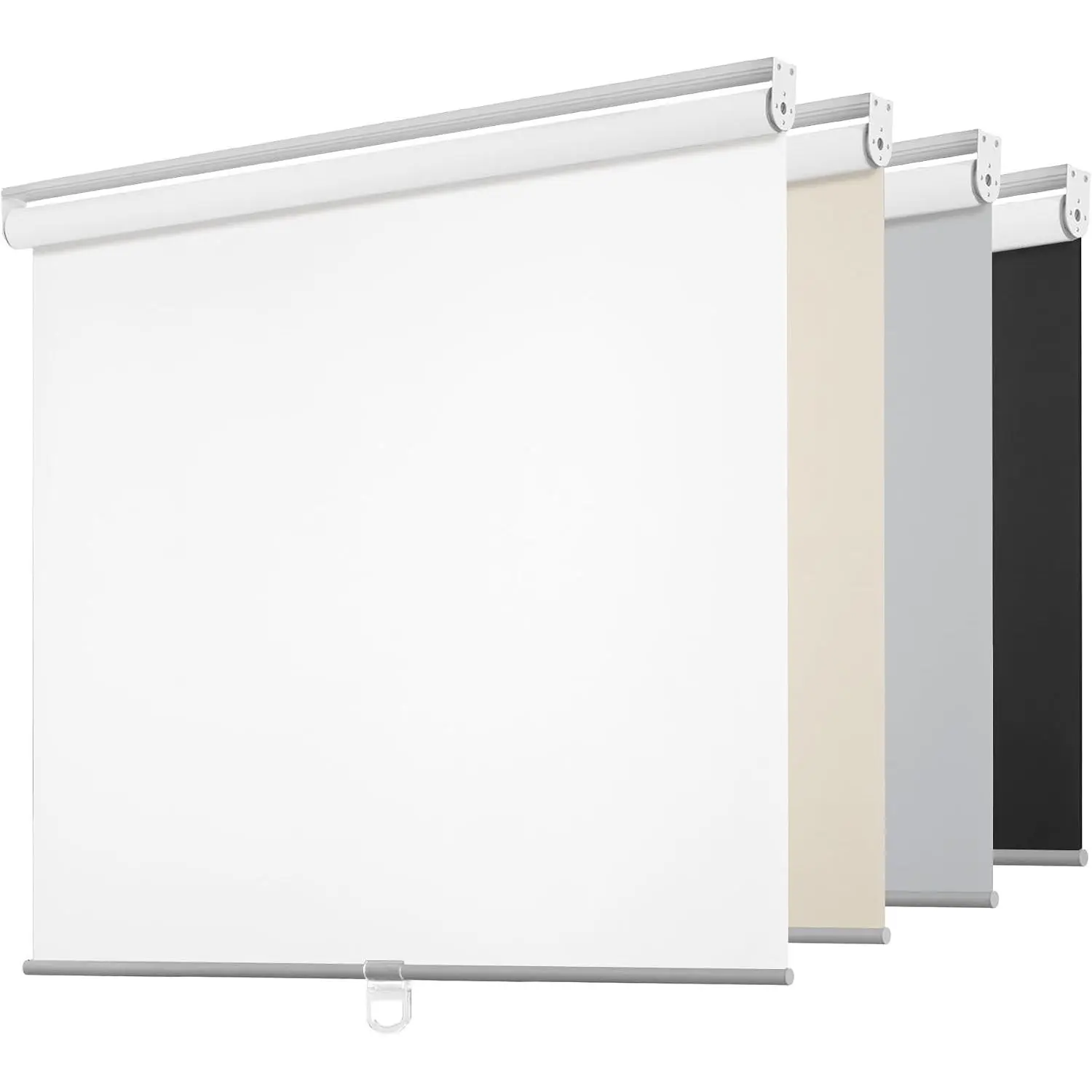 Cordless Free-Stop 100% Blackout Roller Window Shades, Thermal Insulated UV Protection Fabric Blinds for Living Room, Office and Home, White, 34" W X 72" H