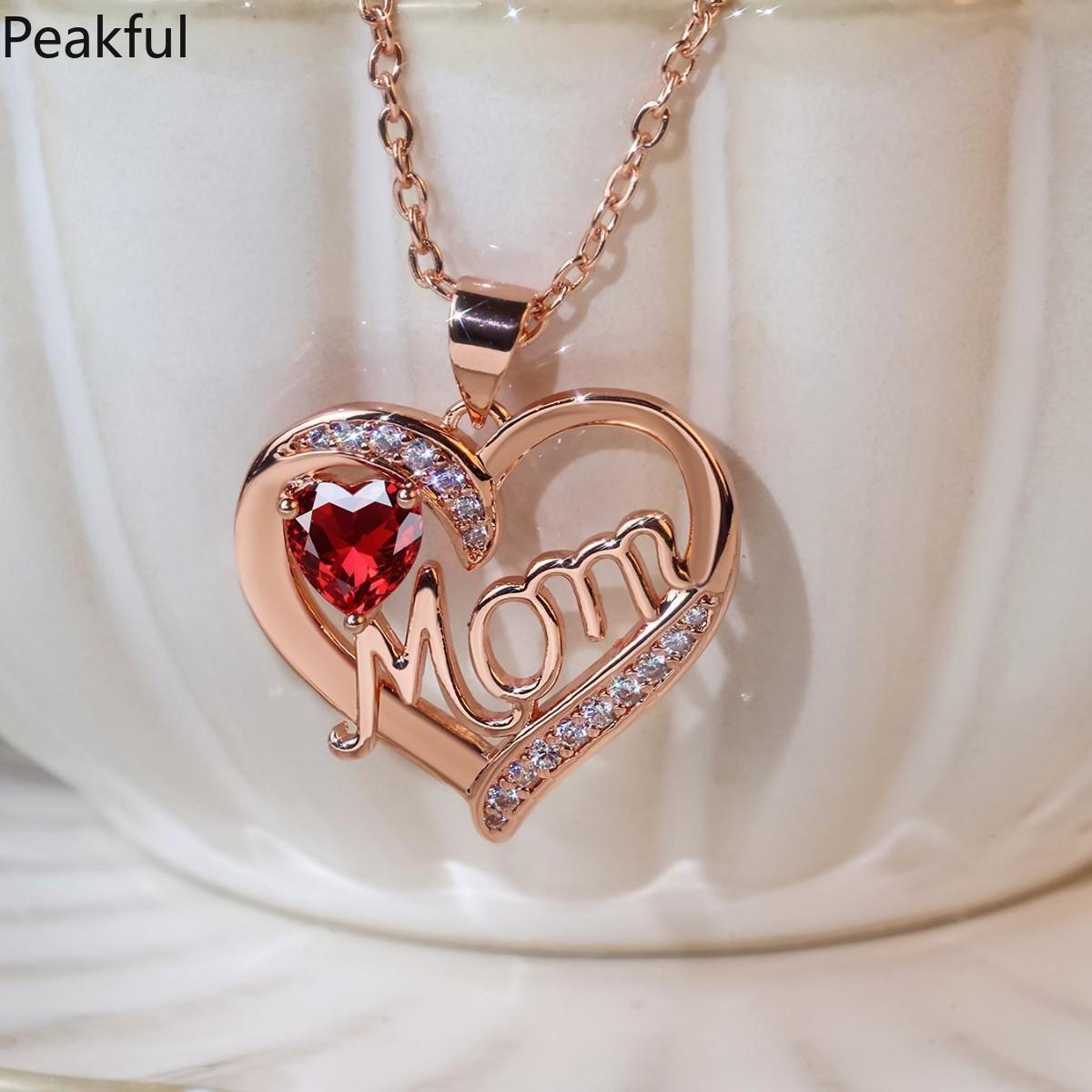 Luxury Mother's Day Necklace – Trendy Pink Flower Pendant, Aesthetic Love Jewelry, Perfect Gift for Mom, Elegant Craved Necklace, Ideal for Special Occasions & Daily Wear