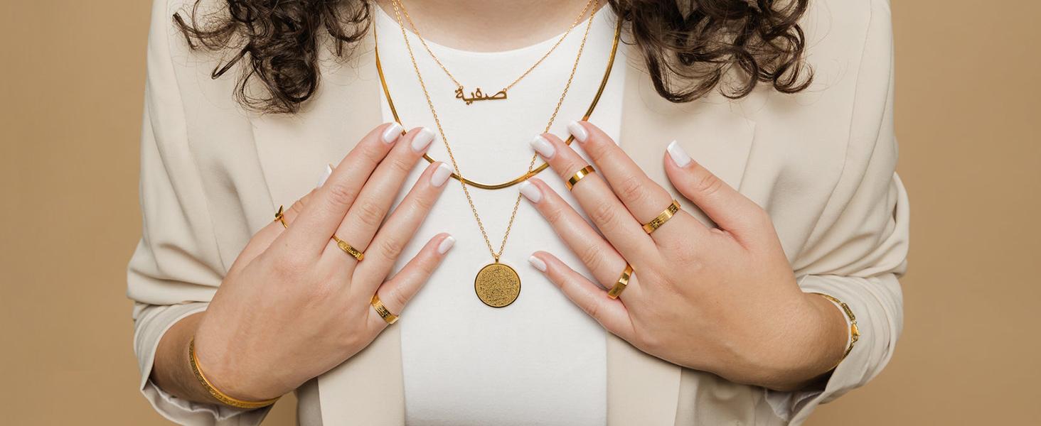 Qitian Islamic Jewelry Gifts for Women Allah Gold Bangles Bracelets Arabic Cuff Bracelet for Women Men Islam Eid Ramadan New Year Gifts