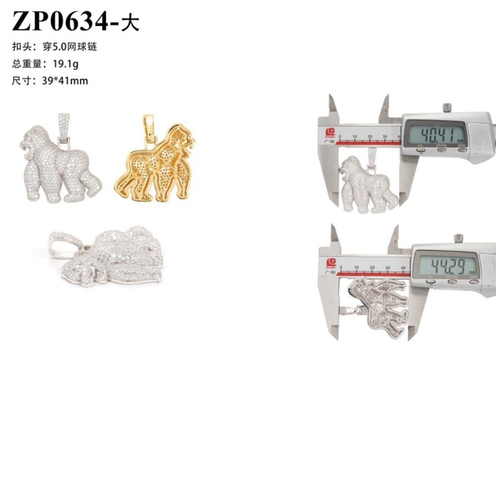 [ICE HUE]18K Gold Vacuum Plated S925 with 5A+ Sri Lanka Moissanite Gorilla Pendant, Streetwear Chic Jewelry Gift Idea, Design Patent Inspired, Free Copper Necklace Included