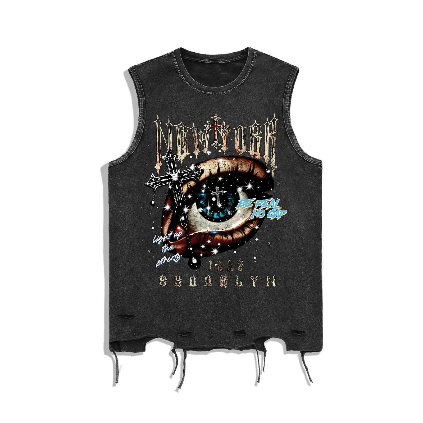 Graphic Tees Y2k Grunge Hippie Tee Distressed Summer Shirt Sreetwear Sleeveless Tank Top