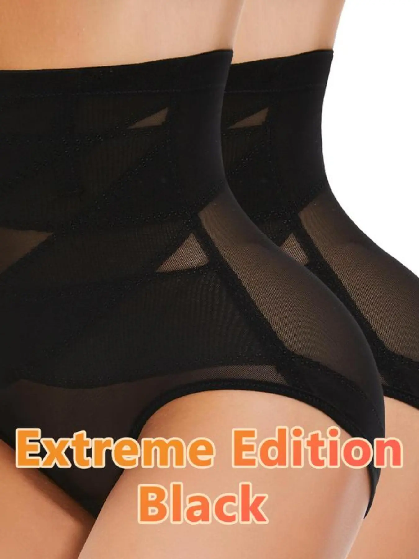 Sheer Mesh Waist Support Compression Panty, Anti-Roll Silicone Bones, Soft Crotch Lingerie, High Waist, Casual Style, All Seasons