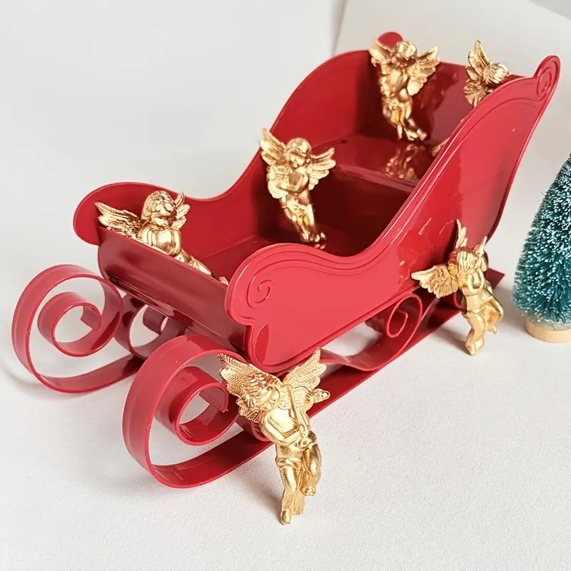 Christmas Sleigh Ornament Gift, Plastic Sleigh Car for Winter Ski Scene, Decorative Setup for Photography, Festive Holiday Decoration