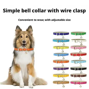 Classic Style PU Pet Collar Macaron Color Multiple Colors Adjustable Soft Comfortable for Small Medium Dogs Cats Neck Strap