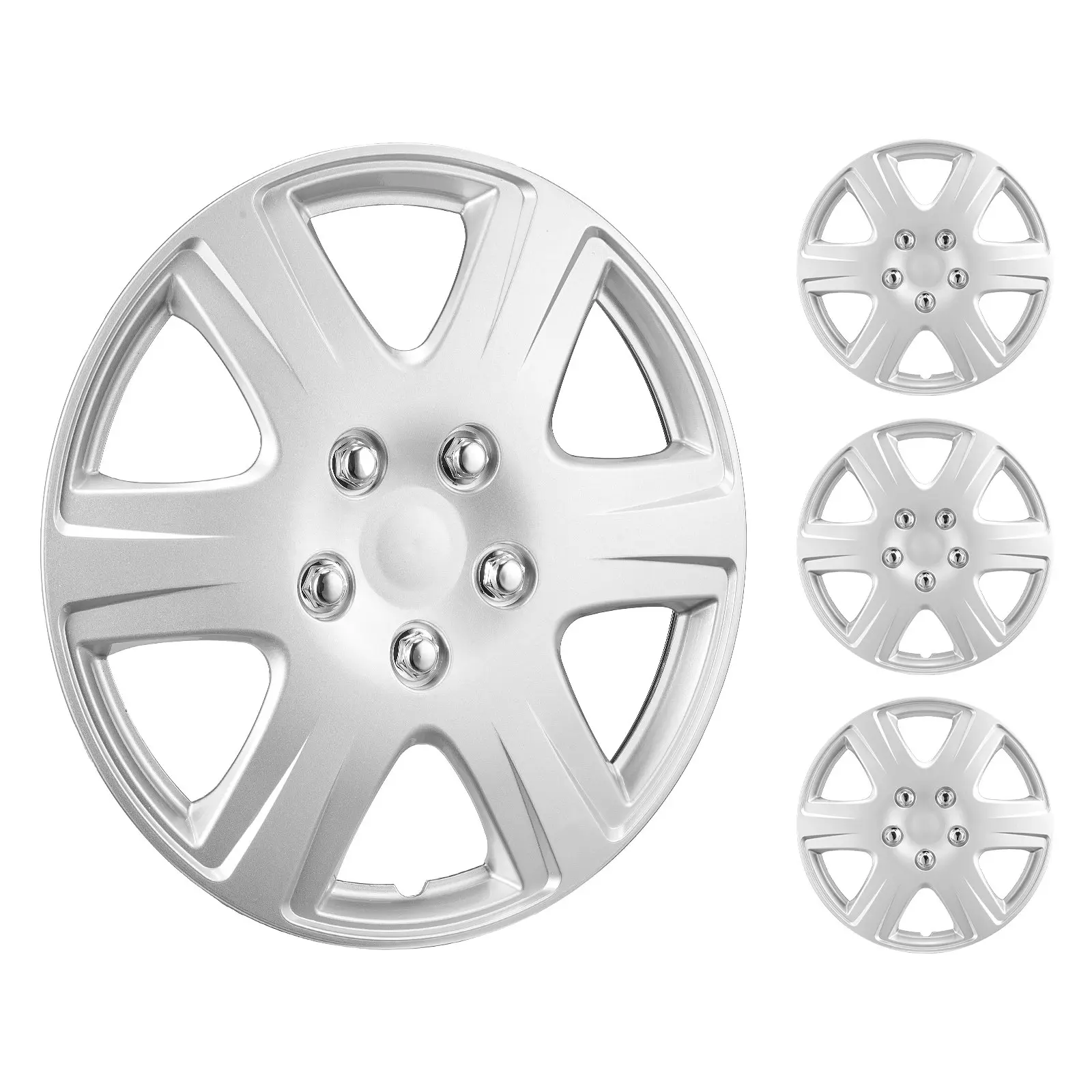 VEVOR Wheel Rim Cover Hubcaps, 15 in Diameter, Sturdy Durable Scratch-Resistant Hubcap with Snap Valve Nozzle Hole, ABS PC Hubcap with High Rigidity Less Wind Drag, Fits for All Weather Use