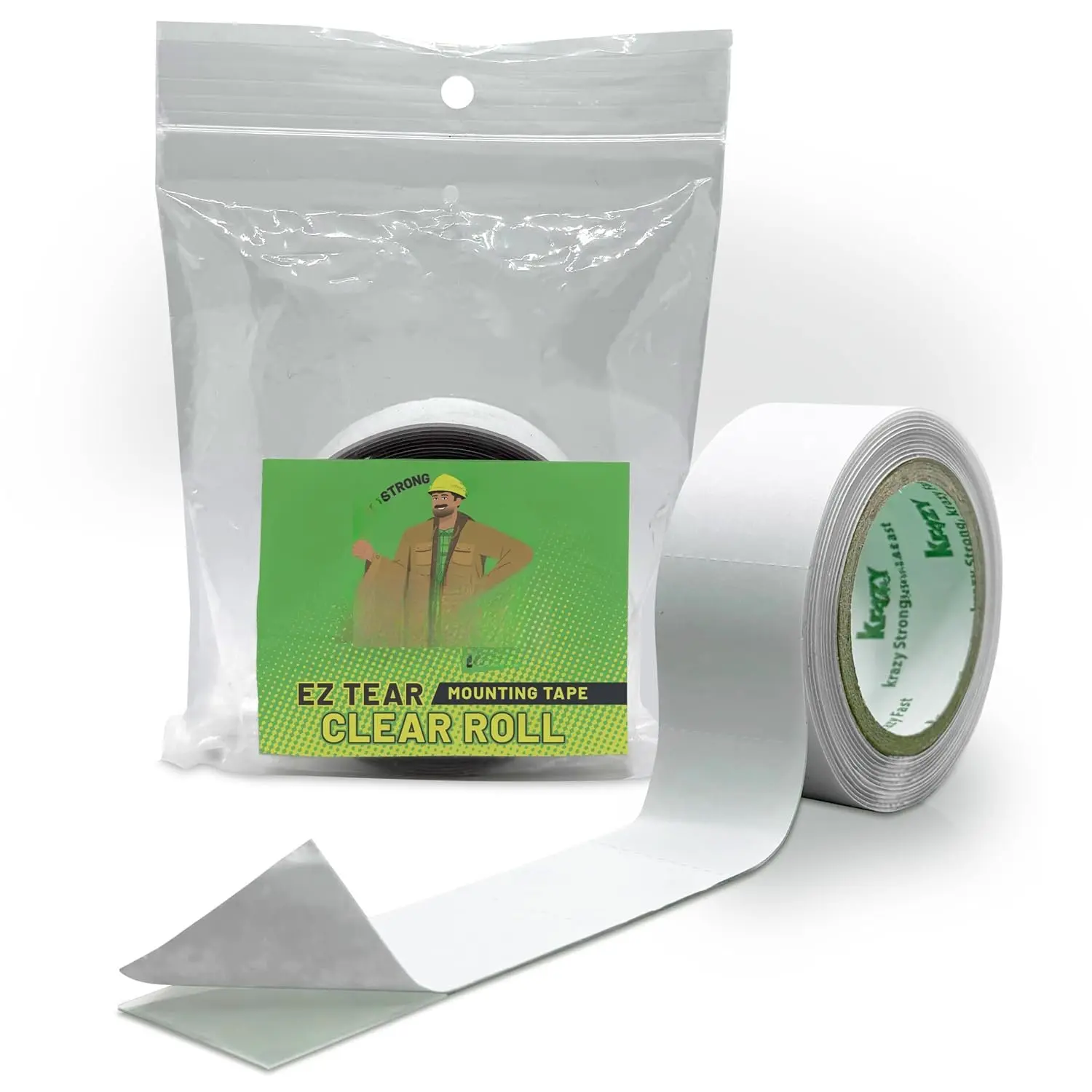 Tape Clear Mounting Tape, 1", 70 Inch Roll, Easy Lift Transparent Adhesive Strips for Glass, Leather, Metal, Drywall &  Surfaces, Indoor & Outdoor Use