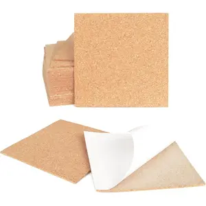 24Pcs 2mm Thick 4x4 Inch Square Self-Adhesive Cork Sheets with Strong Adhesive Backing, Ideal for Cork Coasters & Mats