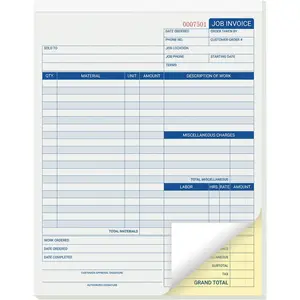 50 Sets Job Invoice Forms, 2 Part Carbonless, 8.5X11 Inch Work Order Forms for Service and Repair Billing (50 Sets Each Pad, 1 Pad)