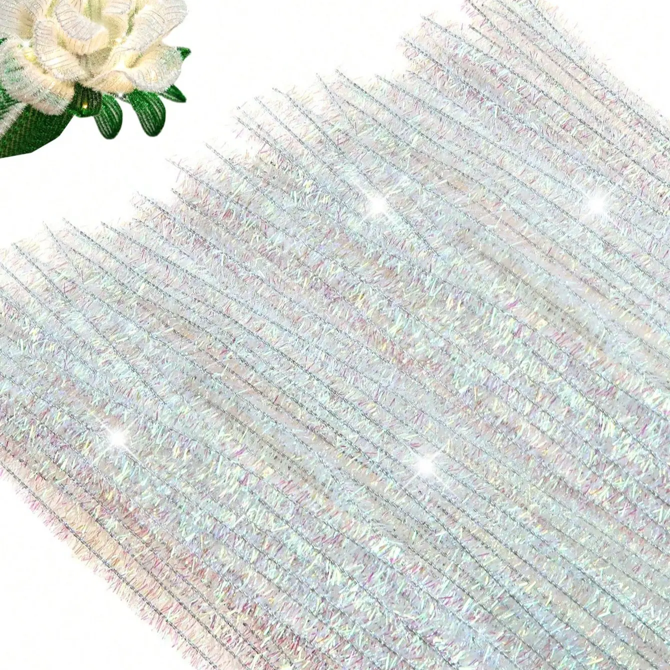 Glitter Pipe Cleaners, Multicolor Chenille Stems, Tinsel Wired Twist Sticks, DIY Craft Supplies, Craft Embellishments, Ideal for Art Projects & Handcraft
