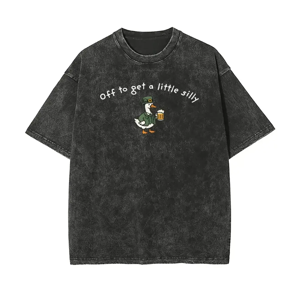 Men's Oversized Vintage Graphic Cotton T-Shirt - Comfy, Breathable, Loose Crew Neck, Duck Beer Print, Festive St Patrick’s Day Gift, Shortsleeve Streetwear Casual Top, Menswear, Retro, Tee, Round Neck, Soft, All Seasons, Baggy, Basics, Vibrant Print