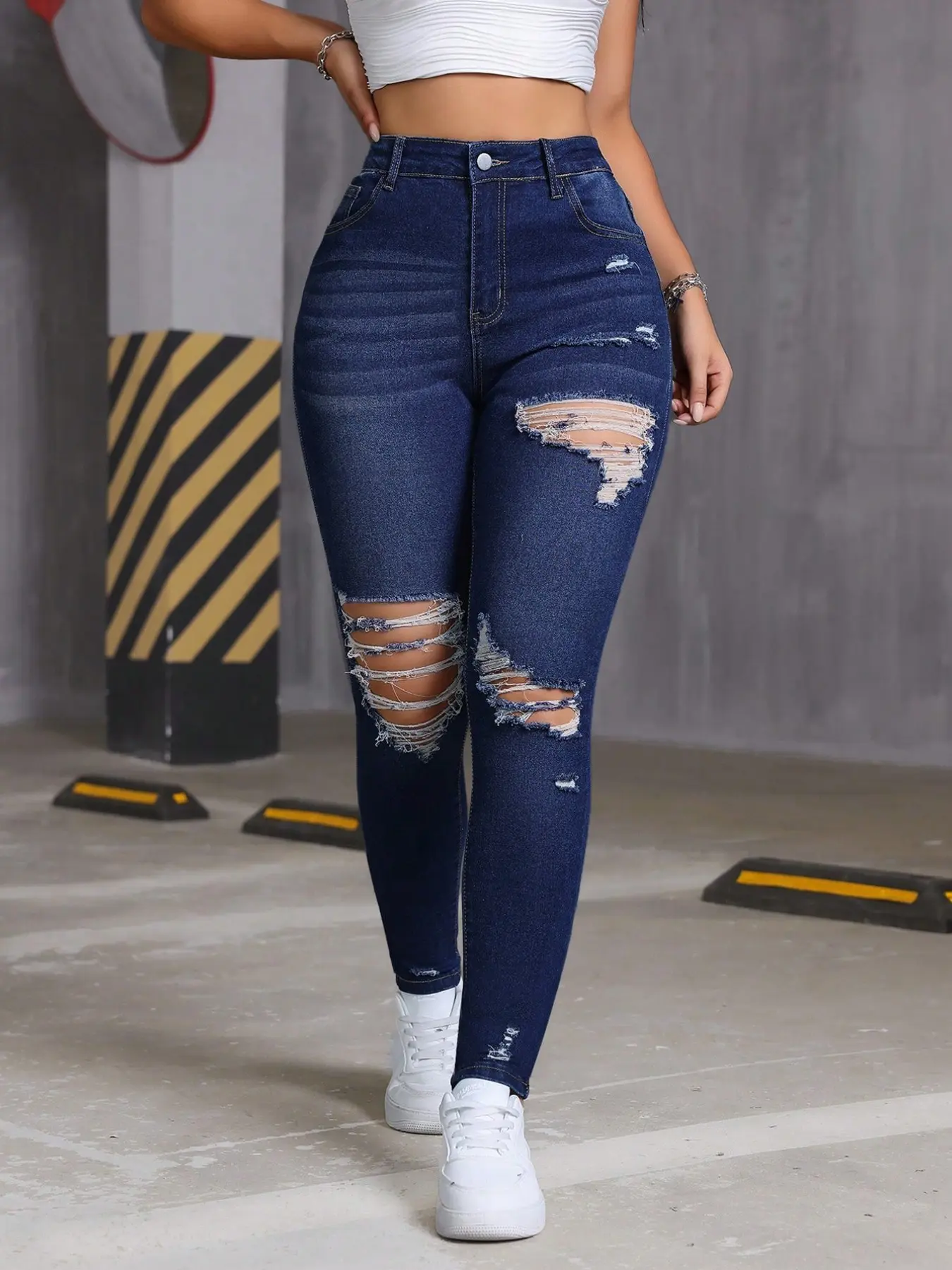Fall Halloween Back To School Birthday Mexican Dark Wash Ripped Skinny Jeans