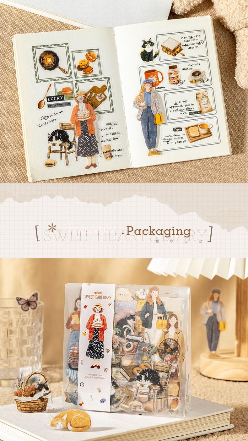 100 piece minimalist large sticker pack featuring characters, flowers, scene product patterns, minimalist style, PET waterproof material, self adhesive, DIY journal decoration, scrapbook notebook materials