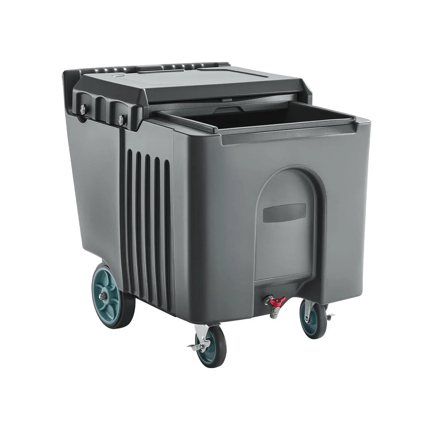 VEVOR Commercial Ice Bin, 125 lbs Portable Ice Caddy, 31.5 x 22.8 x 29 inch Insulated Ice Carrier with 4 Wheels and Flip Lid, Large Ice Bin for Catering, Kitchens, Bistros, Restaurants, and Bars