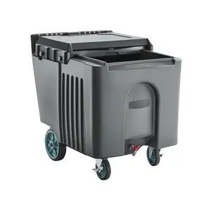 VEVOR Commercial Ice Bin, 125 lbs Portable Ice Caddy, 31.5 x 22.8 x 29 inch Insulated Ice Carrier with 4 Wheels and Flip Lid, Large Ice Bin for Catering, Kitchens, Bistros, Restaurants, and Bars