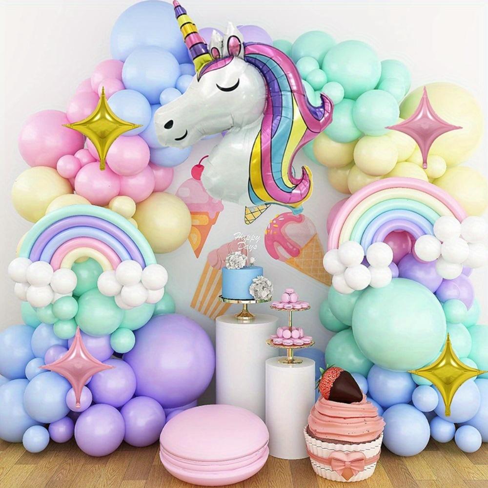 141pcs Rainbow Unicorn Balloon Garland Kit, Colorful Candy Macaron Balloons Differents Sizes 18/10/5 Inches for Wedding Birthday Party Decoration