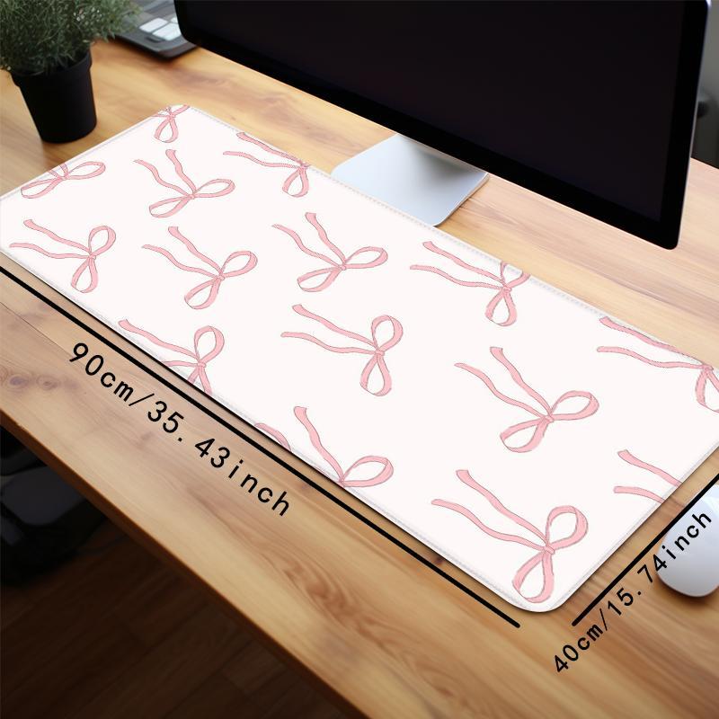 Bowknot Pattern Mouse Pad, Rectangle Gaming Mouse Pad, Non-slip Computer Keyboard Pad, Desk Pad, Rubber Base Stitched Edge Mouse Pad for Game Home Office, Mouse Pad Design