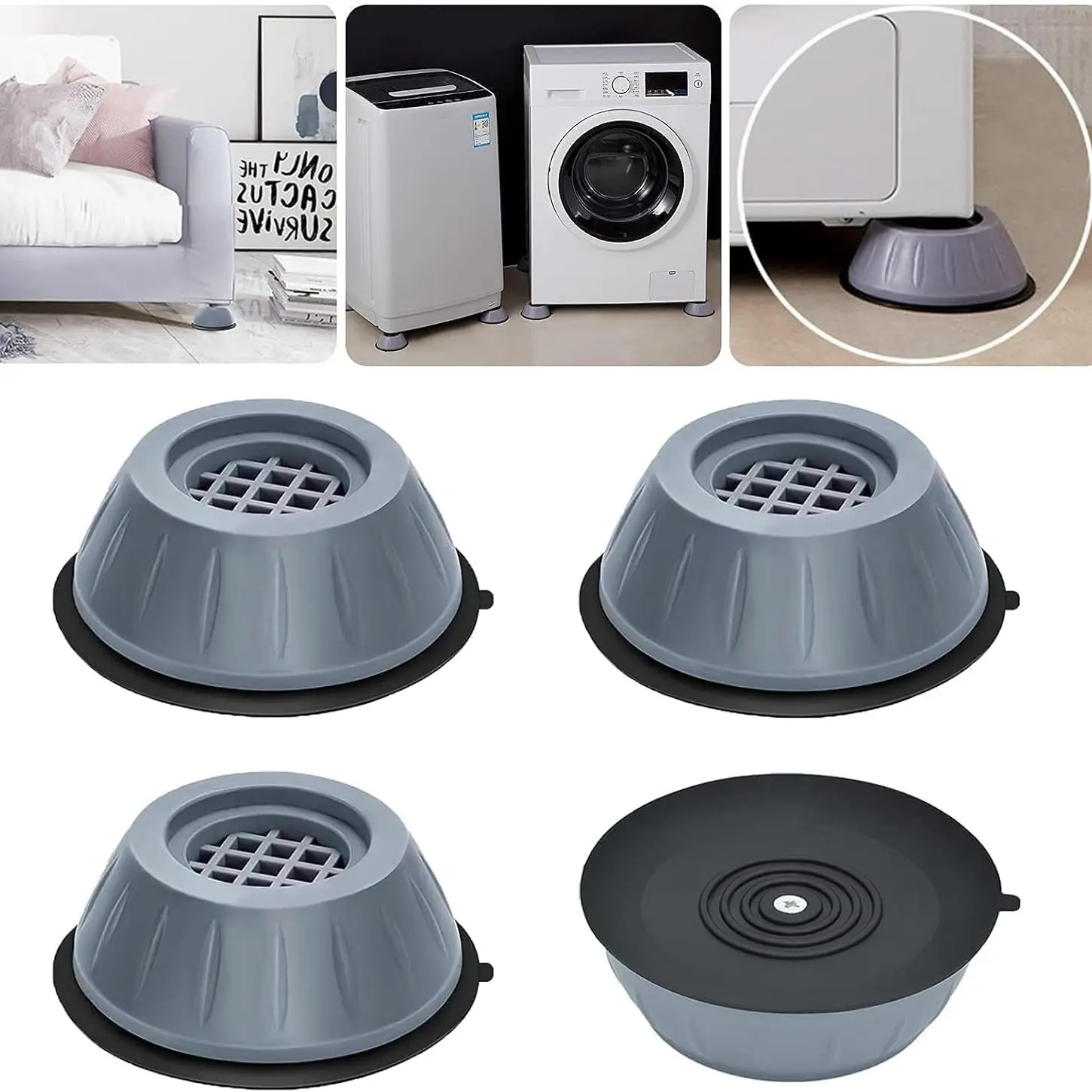4-Pack Washer and Dryer Anti-Vibration Pads, Reduce Noise and Shaking, Universal Size, Stabilize Appliances, Prevent Movement