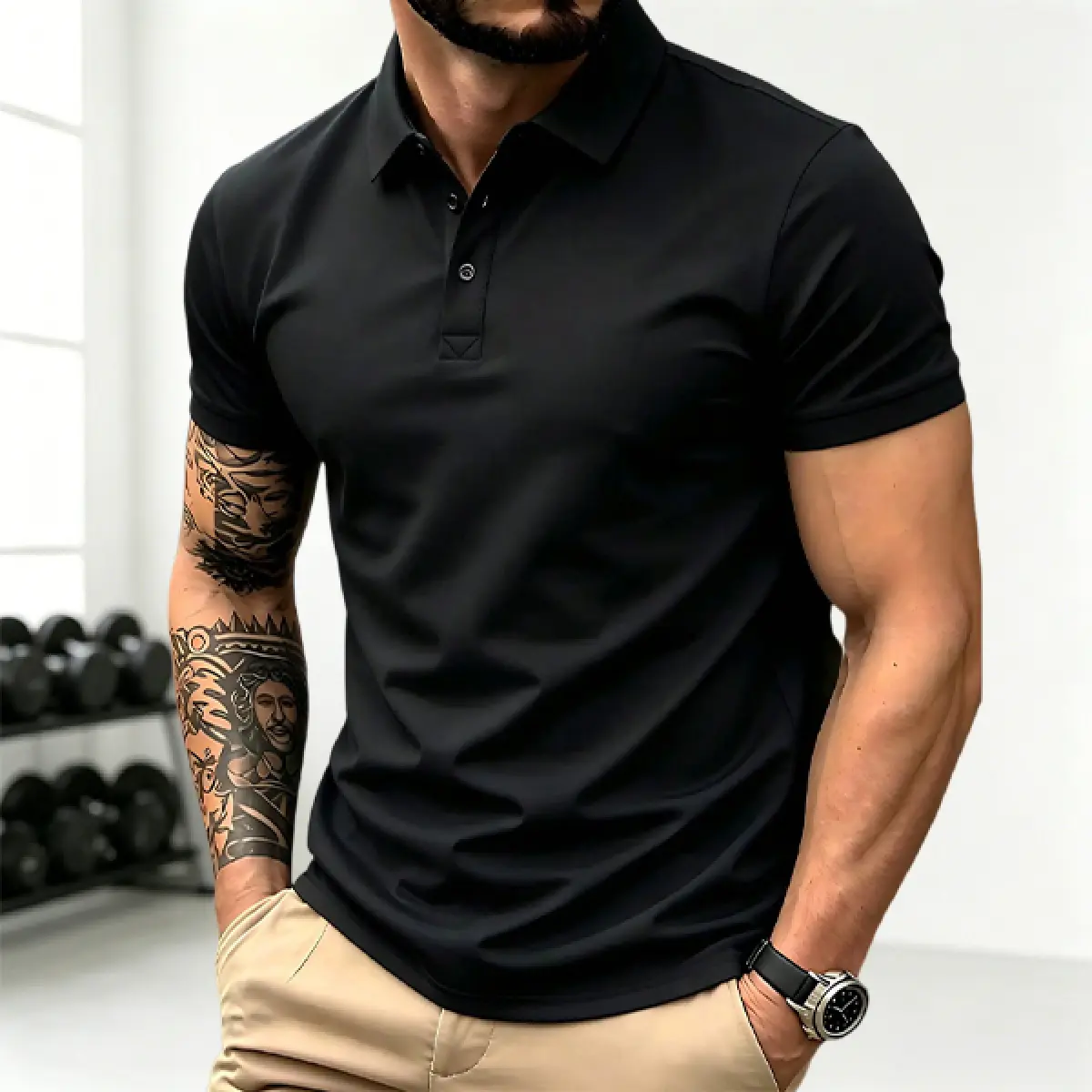 【US Shipment】Men’S Casual Polo Shirt Up Basic Versatile Gym Tee Bowling/Golf Clothing,Suitable Everyday Wear,Summer Business Style Menswear Top Mans Poloshirt Regular Fit Cropped Men Tees Retro Lapel semi-formal breathable  sleeve short outfit work dad
