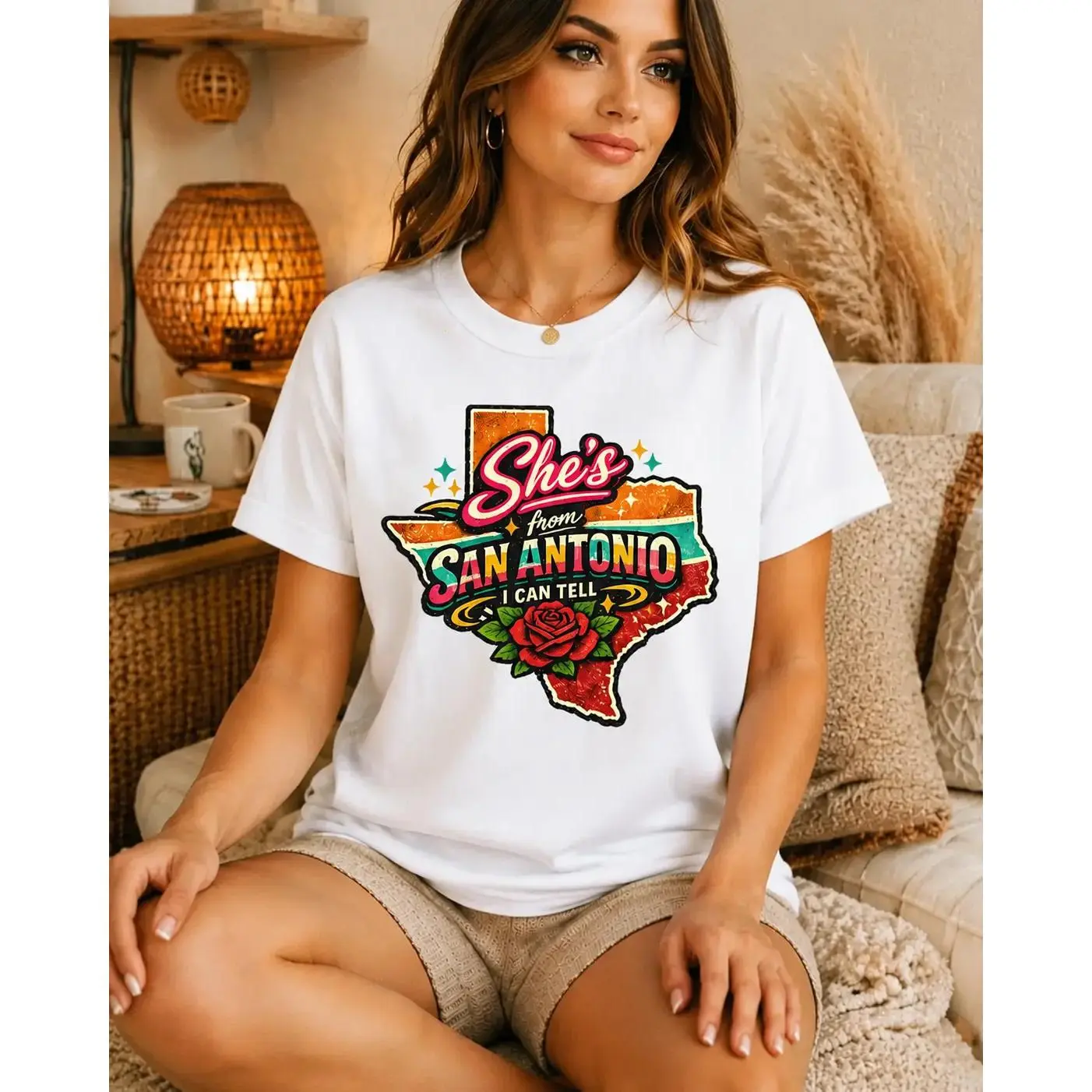 [Sale up to 50%] [Free Ship] She's From San Antonio I can Tell T-Shirt Spurs, Fiesta