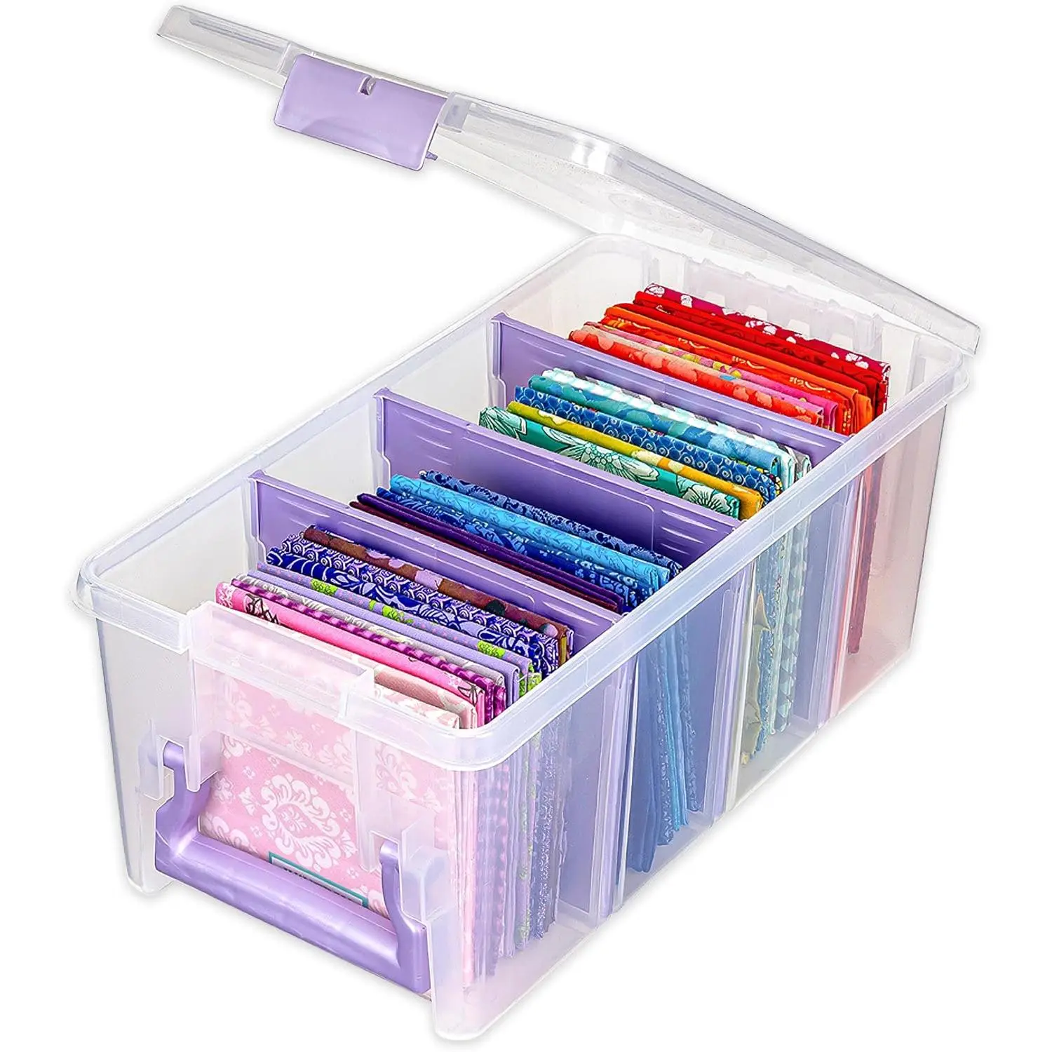 Semi Satchel Portable Craft Organizer with 3 Dividers - Clear Plastic Storage Case for Art & Craft Supplies
