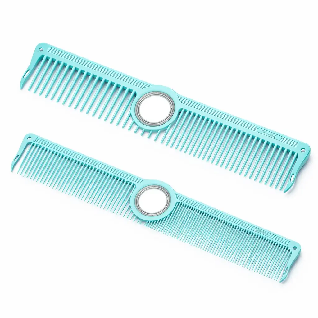 Dual-Size Barber Finger Spin Comb Set, 2-Piece Professional Trick Styling Comb with Small & Large Finger Ring, Dense & Wide Teeth Hair Cutting Combs Barbers and Stylists (Mint Green, Dual-Size)