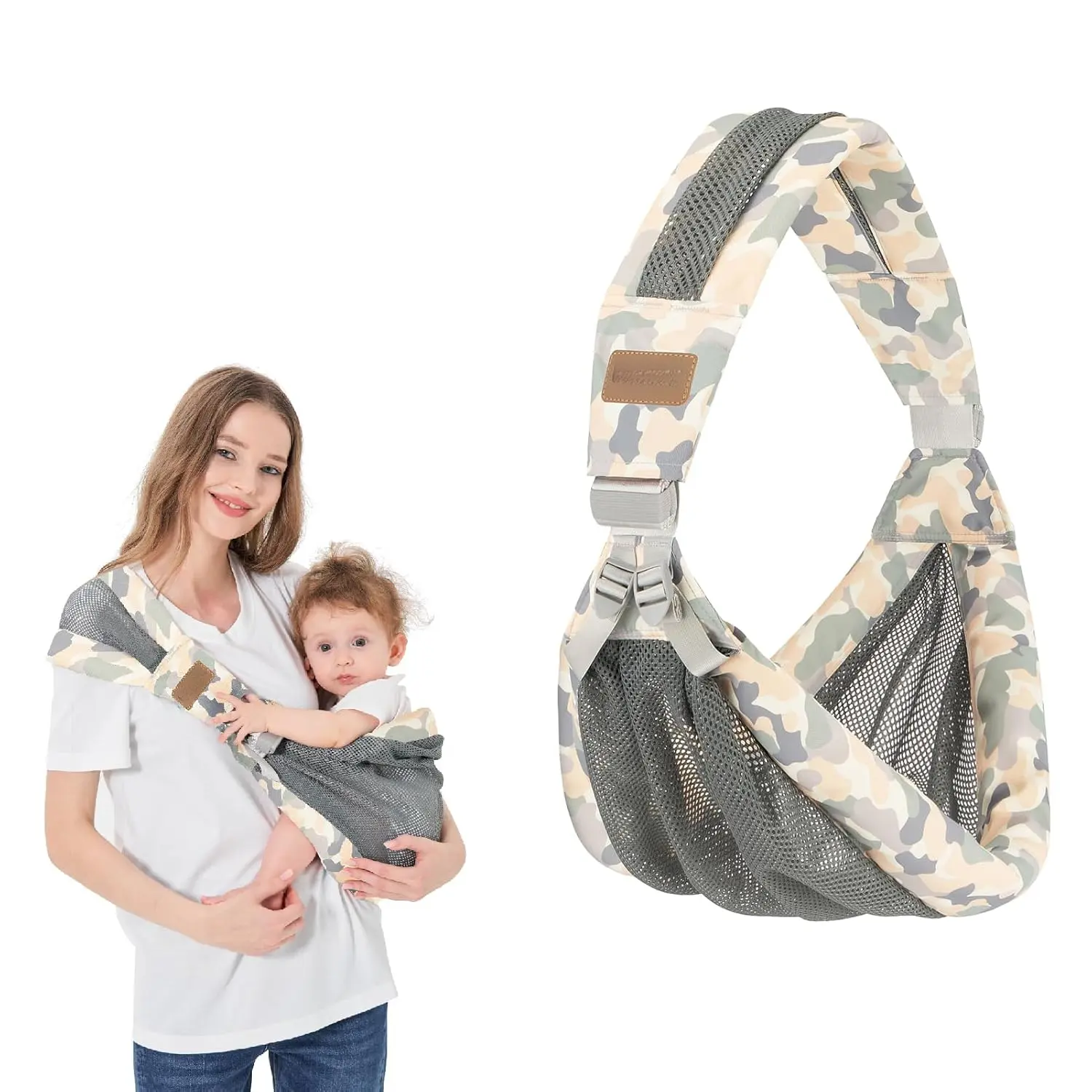 Adjustable One Shoulder Baby Carrier for Infant, Lightweight Breathable Mesh Baby Hip Carrier Portable Baby Carrier Sling for Newborn to Toddler Girl and Boy 6-40 lbs (Green)