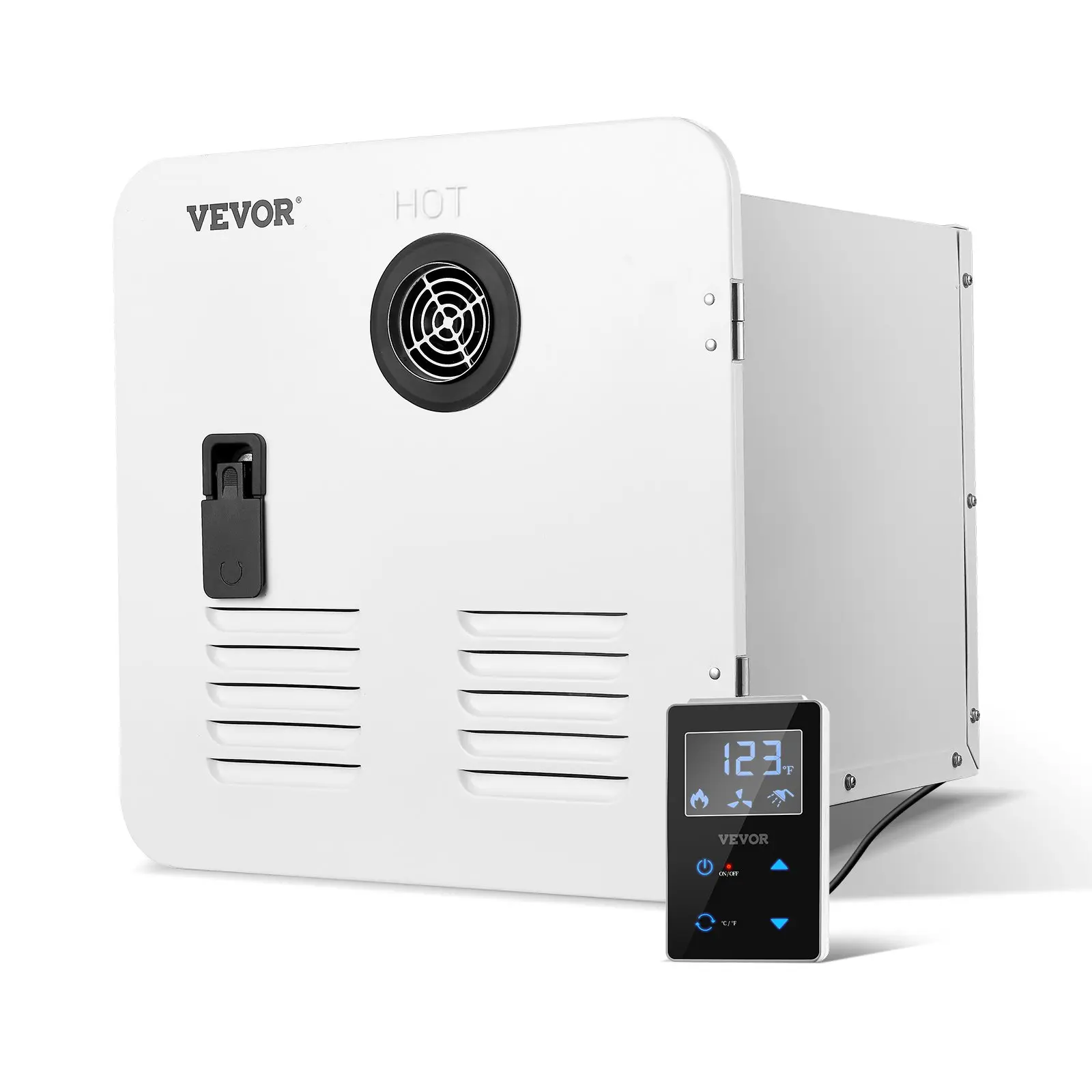 VEVOR RV Tankless Water Heater, 65000BTU, 15x15x14 in White Door, 14.5-100 psi, Touch Controls & Remote Ctrl, Instant Hot Water for Shower/Dishwash, Ideal for RVers' Family Use, Npt Connectors, 12V