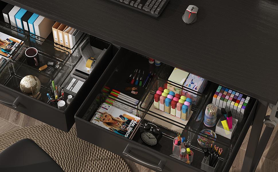 Computer Desk with Fabric Drawers for Home Office Bedroom, 40 Inch Small Gaming Desk with 2 Drawers, Study Writing Table PC Desks