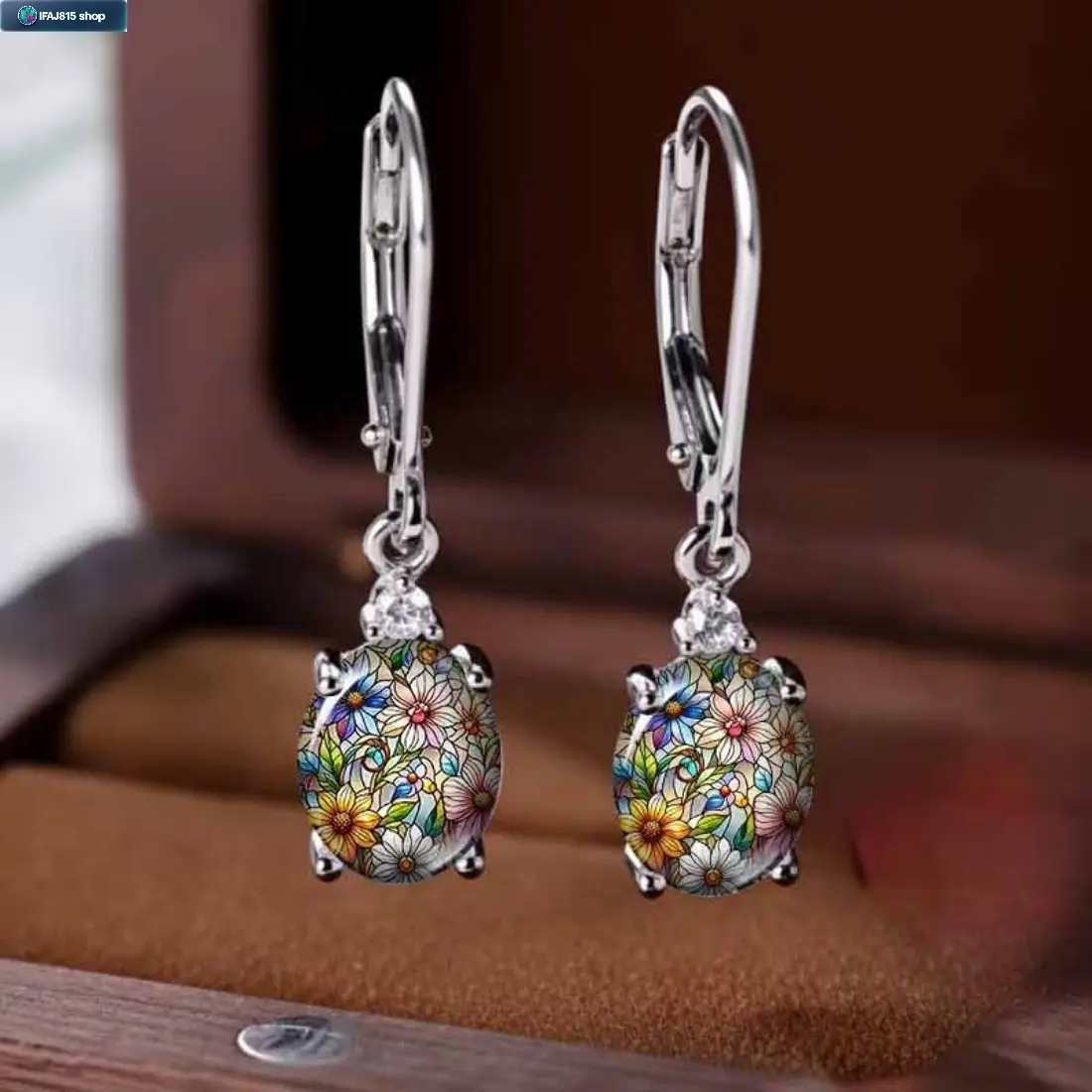 Women's Glazed Colorful Flower Dangle Earrings - Vintage Elegant Lightweight Polyester Statement Jewelry, Unique Fashion Accessory for Party, Wedding Gift