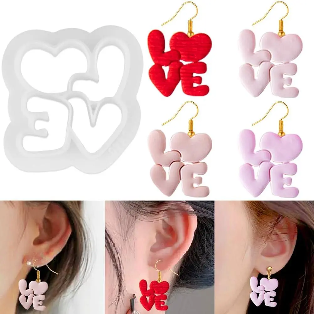 LOVE Clay  Soft Pottery Earring Clay Mold Valentine's Day Confession Heart Polymer Clay Cutters for Polymer Clay  Making Kit Polymer Clay Molds  Dies Mini Cookie Cutters Clay Tools
